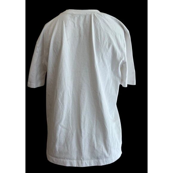 Zara Womens Small White Sleeveless T Shirt Lady on Boat on Water Beach Top - Picture 2 of 3